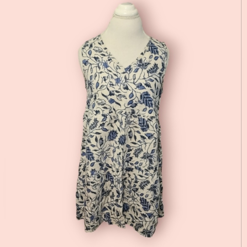 Womens Blue Floral Print Dress Sz M